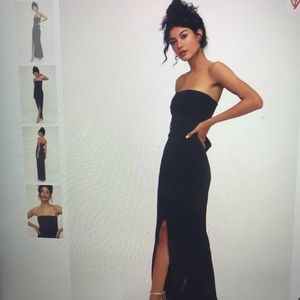 navy blue strapless maxi dress